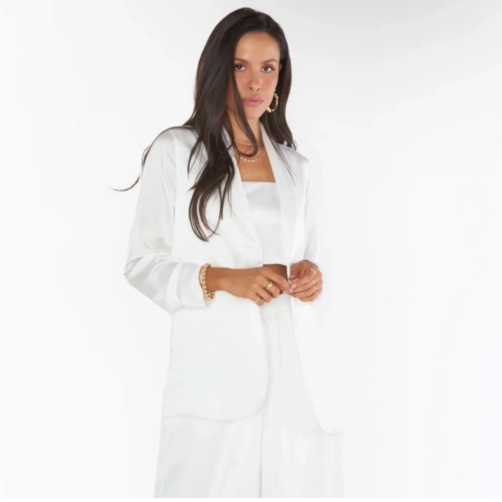Show Me Your Mumu sz M Felix Blazer Ivory White Luxe Satin